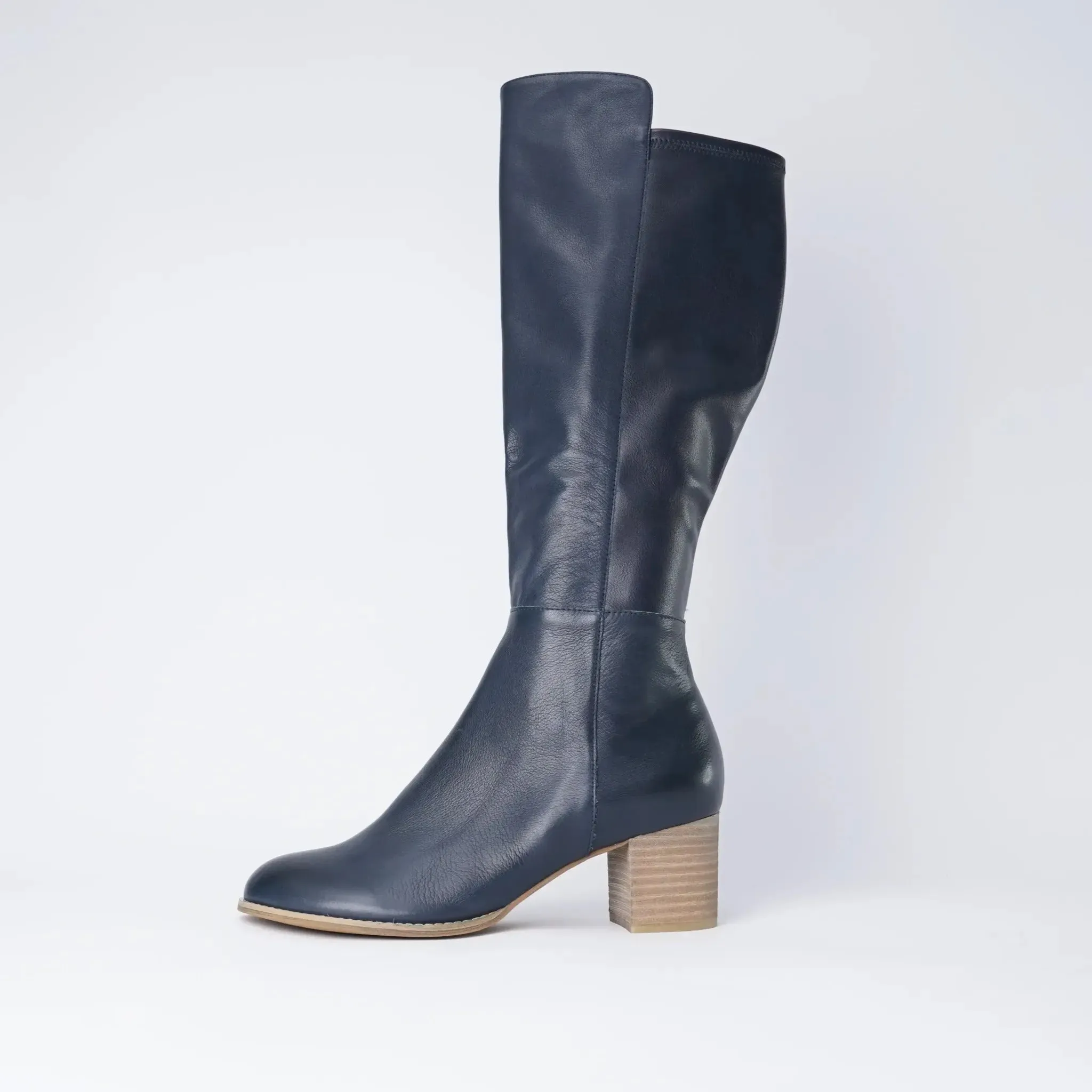 Setley Navy Leather Knee High Boots