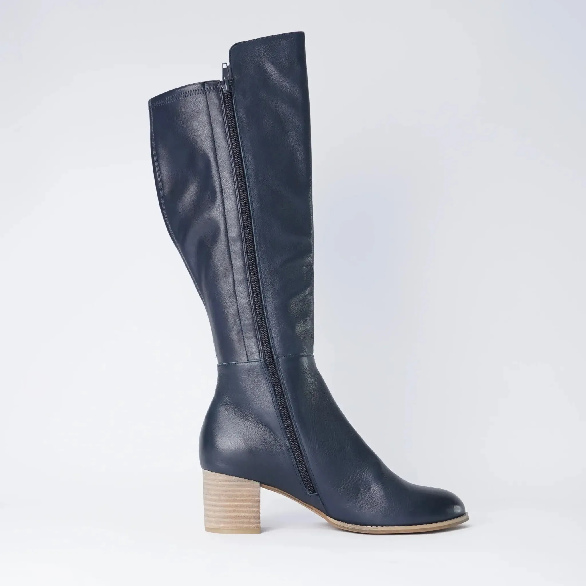 Setley Navy Leather Knee High Boots