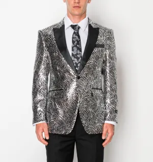 Shiny Silver Zebra Patterned Jacket (1158803)