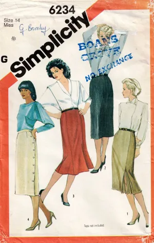 Simplicity 6234 Womens Classic Set Of Slim Skirts 1980s Vintage Sewing Pattern Waist 28 inches UNCUT Factory Folded