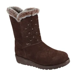 Skechers 167115 Keepsakes Wedge Lovely Stud Ladies Brown Suede Ankle Boots