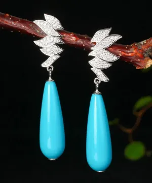 Sterling Silver Water Drop Turquoise Drop Earrings