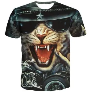 Tiger T shirts Men Animal Tshirts Cool Military Tshirts Casual Metal T-shirts 3d Motorcycle Tshirt Printed Short Sleeve T shirts