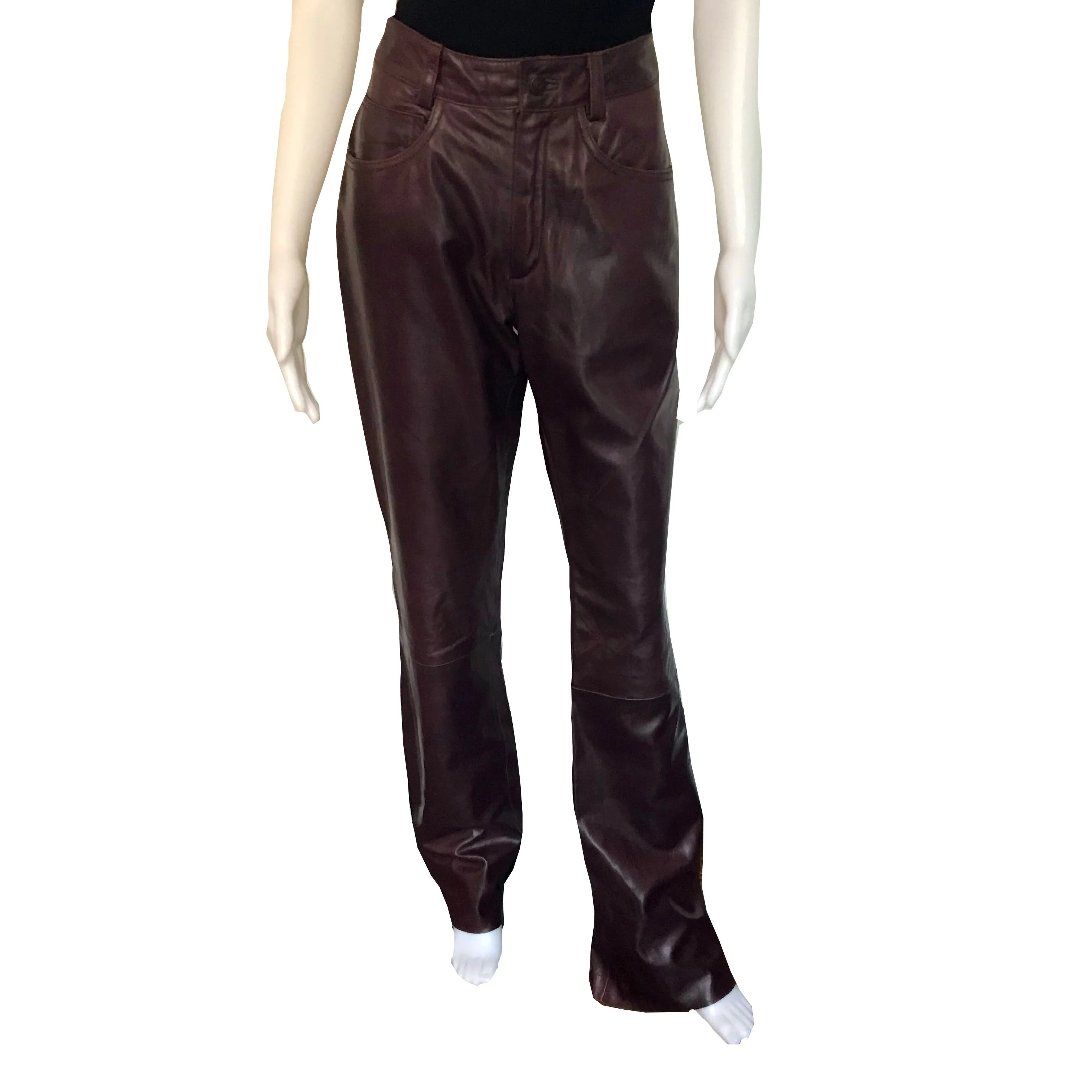 Vintage 1980s Wilsons Leather Burgundy High Waisted Pants