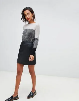 Whistles leather a-line mini skirt