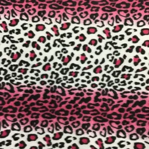 White Pink Leopard Print Fleece Fabric