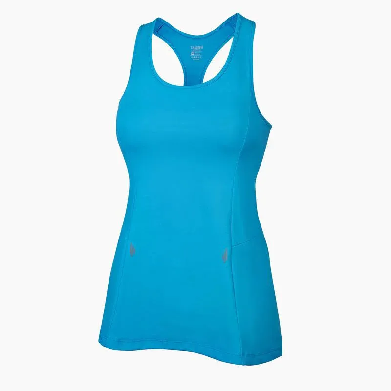 ZAAZEE Alana Racer-back Fitness Vest-Brazen Aqua Blue