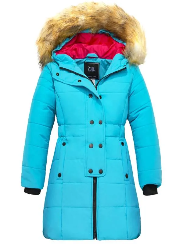 ZSHOW Girls' Long Winter Coat Parka Water Resistant Warm Puffer Jacket