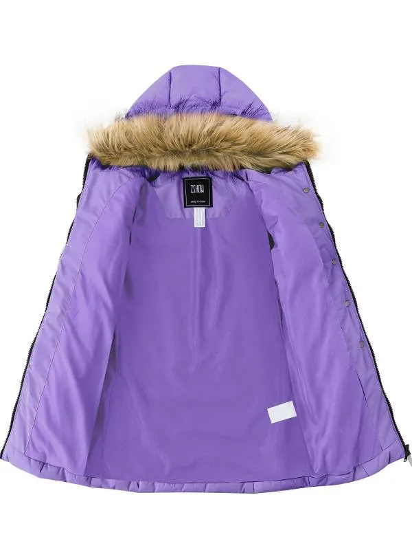 ZSHOW Girls' Long Winter Coat Parka Water Resistant Warm Puffer Jacket